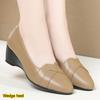 Scarpe Singole con Zeppa da Donna per Primavera e Autunno, Scarpe in Morbida Pelle Color Albicocca con Suola Morbida per Donne di Mezza Età e Anziane