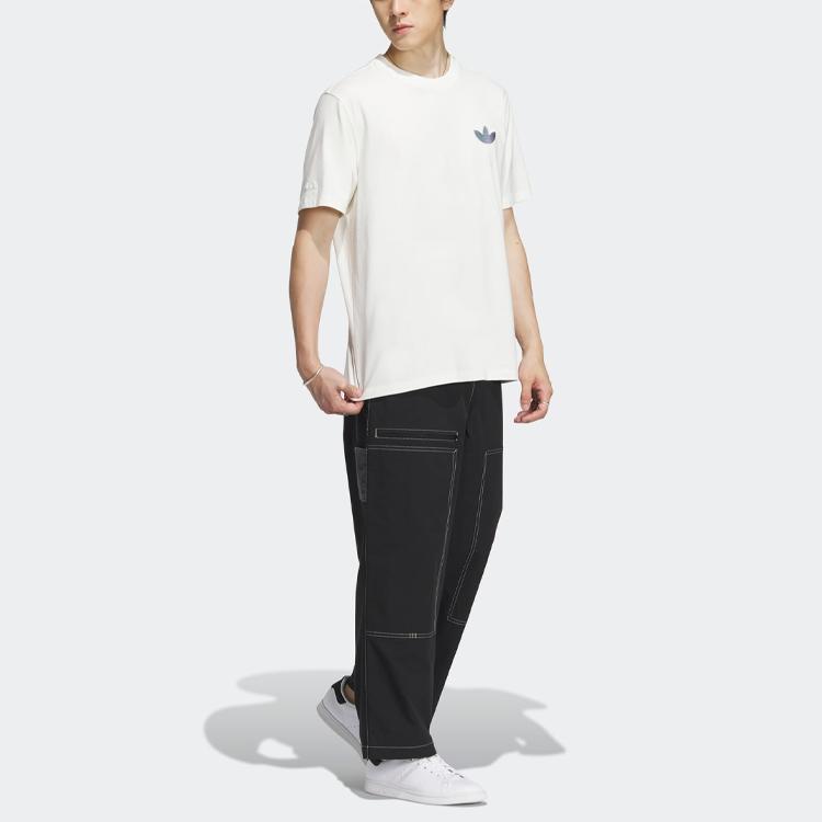 Adidas Originals Gradient Logo Print Sports Short Sleeve T-Shirt Men Tops Han-Jade-White IK8683
