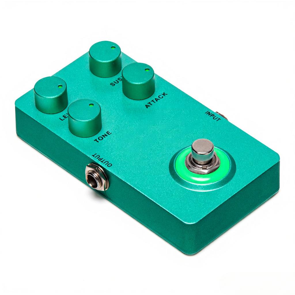 Compressor Effect Pedal True Bypass Guitar Effect Pedals with 4 Rotating Knobs and Foot Switch for Electric Guitar Bass