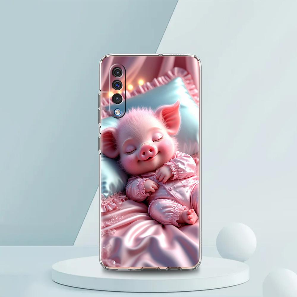 Transparent Phone Case for Samsung Galaxy A16 A14 A12 A22 A24 A42 A02 A03S A06 A20 A30 A40 Soft TPU Cover Cute Pig Pattern Capas
