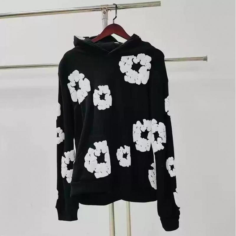 450G Heavyweight Foam Cotton Flower Hoodie - DENIM TEARS.