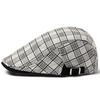 Boina de Verano Fina a Cuadros para Hombre Gorra de Sombra Británica de Algodón y Lino Gorra Delantera