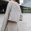 Women Autumn Winter Loose Hoodies Suit Long Sleeve O Neck Top with Wide Leg Pants Solid Color