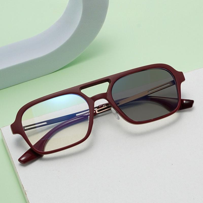 Double-Bridge Photochromic Reading Glasses, Anti-Blue Light HD Presbyopia Eyewear +1.0~+4.0 Unisex