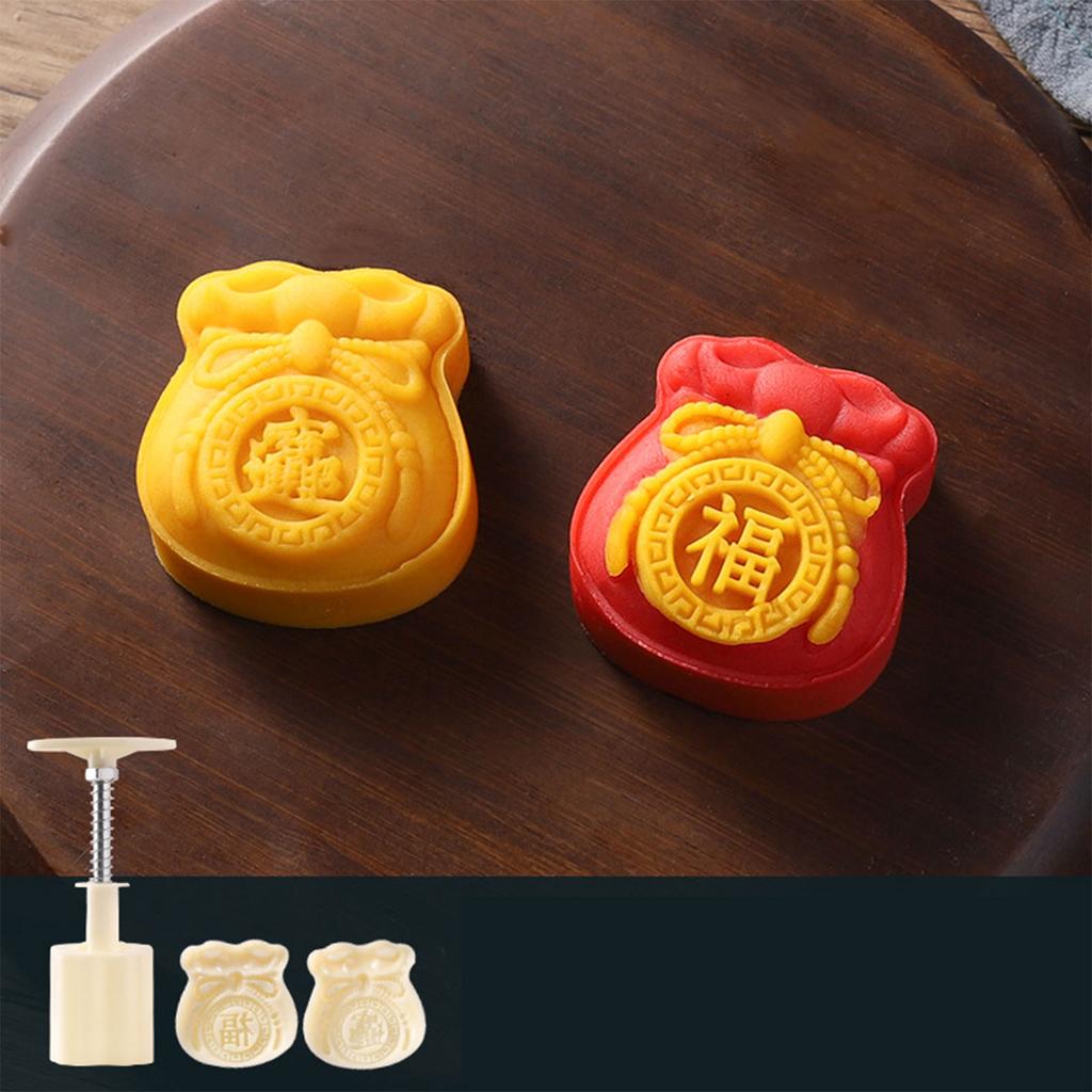 50g Durable Mooncake Mold Blessing Bag Shape Mung Bean Cake Molds Plastic Material DIY Mooncake Tools for Kitchen Baking
