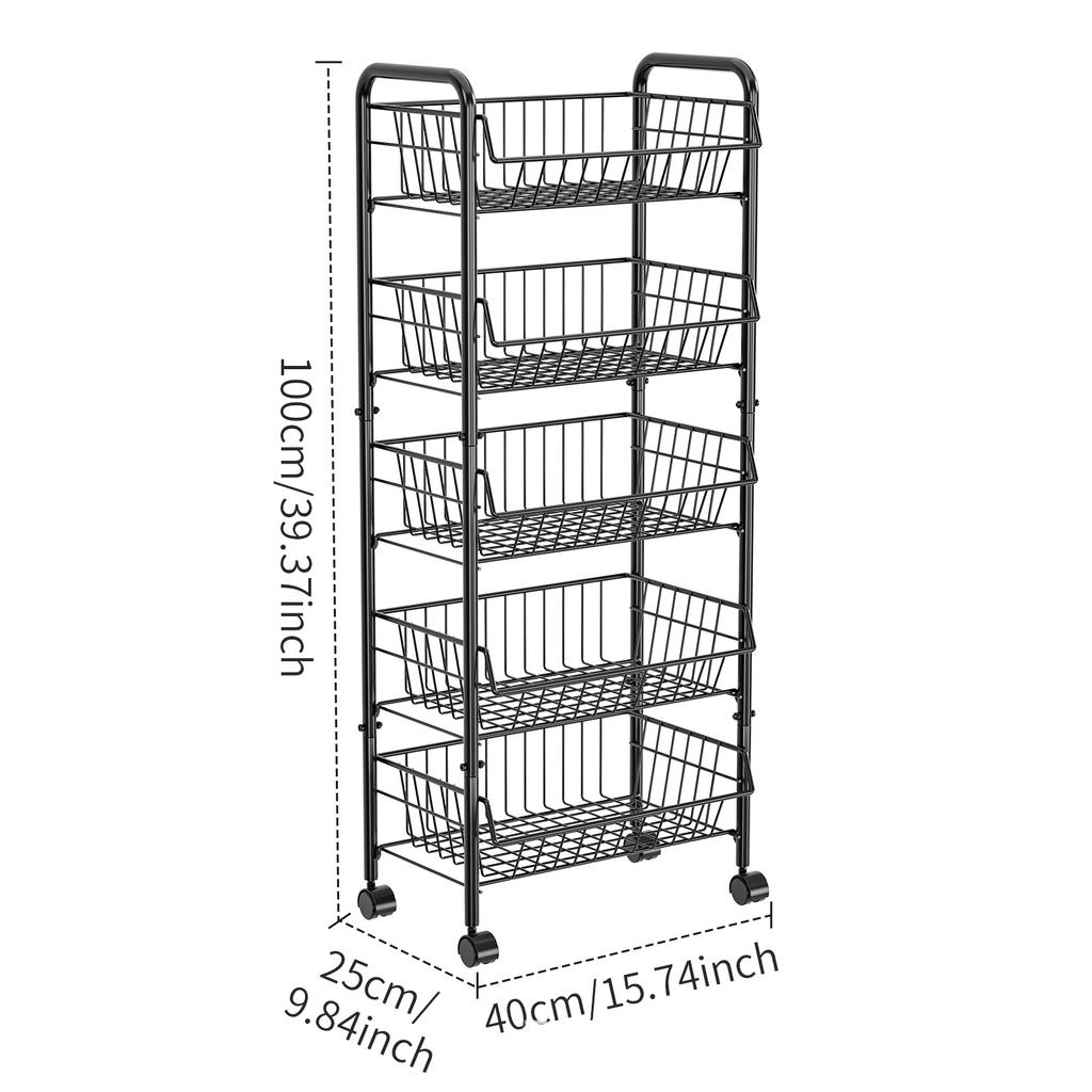 Kitchen vegetable basket rack multi-layer floor removable fruit and vegetable storage household multi-functional trolley