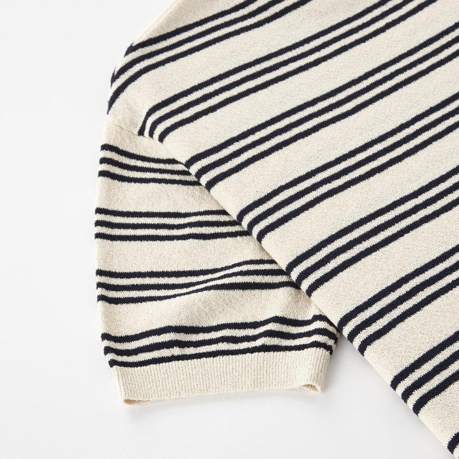 STCO Diems Round Stripe Knit_Ivory (Classic Fit)_Dktvb71Cti