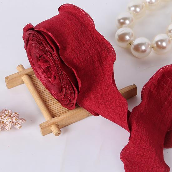 1 Roll 900x4CM Pleated Ribbon Trim DIY Sewing Flower Bridal Bouquets Gift Box Wrapping Ruffle Edge Ribbon Solid Polyester Decorative Ribbon