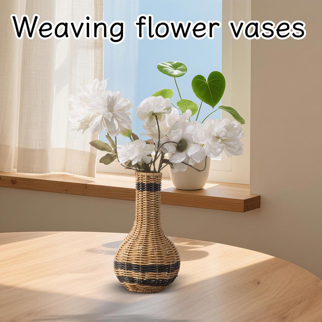 Imiterad rottingvävd blomvas, heminredning vasprydnad