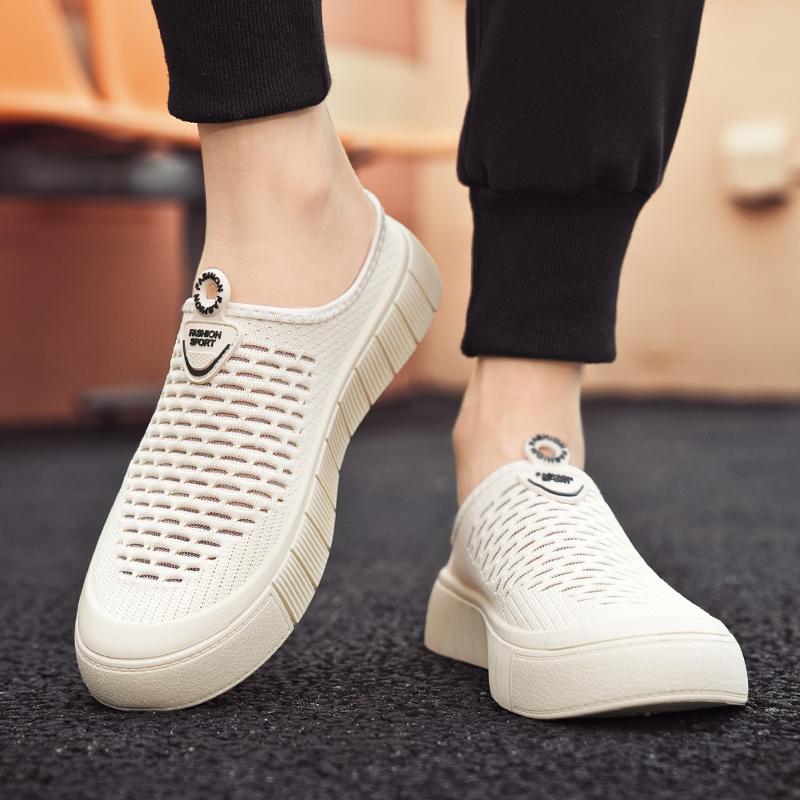 Slip-On Open Back Sandals for Men and Women - Breathable Mesh Summer Slide Shoes with Flat Sole, Lightweight Outdoor Casual Wear