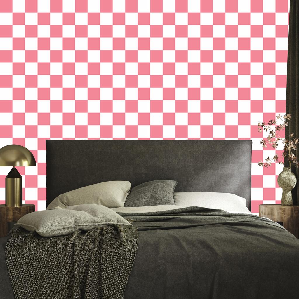 Checkerboard wallpaper coral and white, coral background 50x1000
