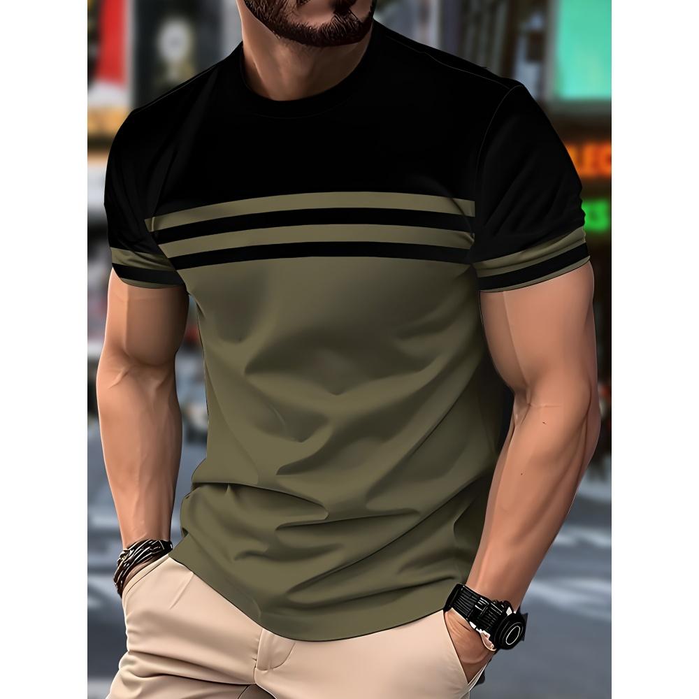 

Simple striped pattern T-shirt for summer fashion short sleeves 6XL
