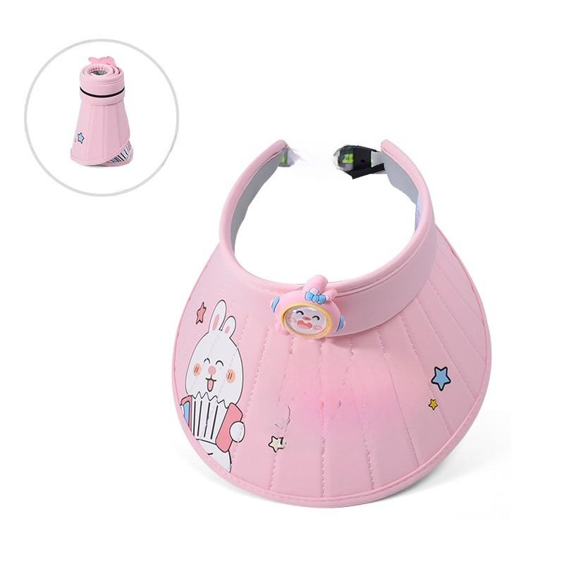 Cartoon Animal Childrens Sun Hat With Large Brim For Summer Outdoor Sun Protection розовый