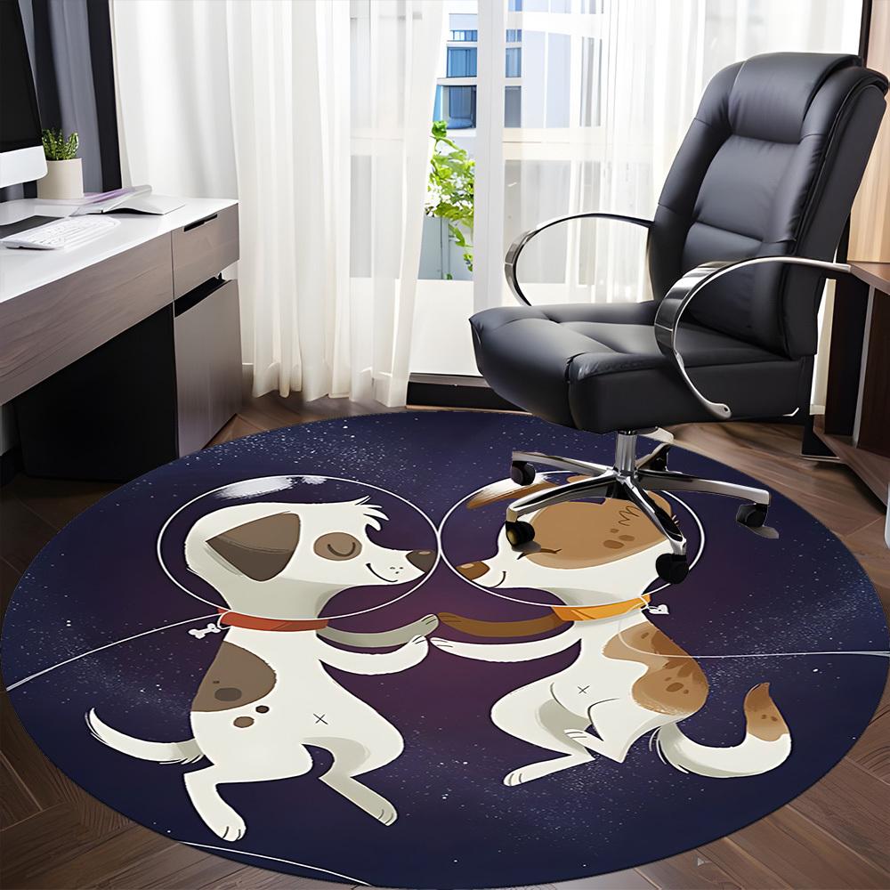 1pc Space Pals Office Round Area Rug, Under Office Chairs Bedroom Living Room Home Decor, Room Deco