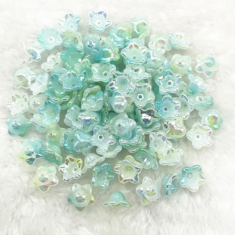50pcs 7x13mm Gradual Change Acrylic Bellflower Beads Caps Jewelry Findings Charms Bracelets Spacer Beads for Jewelry Making