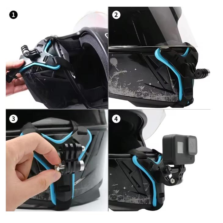 Supporto con Cinghia per Casco Per Gopro Hero 12 11 10 9 8 7 6 5 4 3 Motocicletta Yi Action Sports Fotocamera Supporto Holder Integrale Accessori
