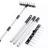8-Tine Weeding Rake Adjustable Long Handle Weeding Tool Heavy Duty Weed Puller Manual Weeder for Garden Lawn Yard