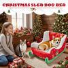 Winter Christmas Sled Dog Bed Christmas Sleigh Cat Bed Plush Cozy Nest Insulated For Cat Kitten Calming Puppy Sleeping