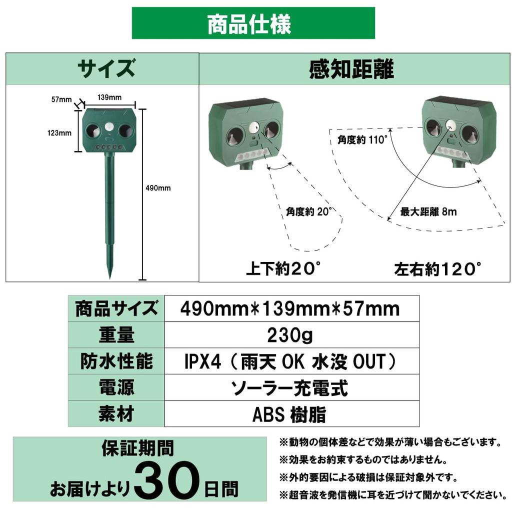 AZ4U Animal Ultrasonic and Bird Solar Pest No Power Supply IP65 Waterproof Repellent, LED, Cat, Dog, Repellent, Charging, Control, Yasasino, Required,