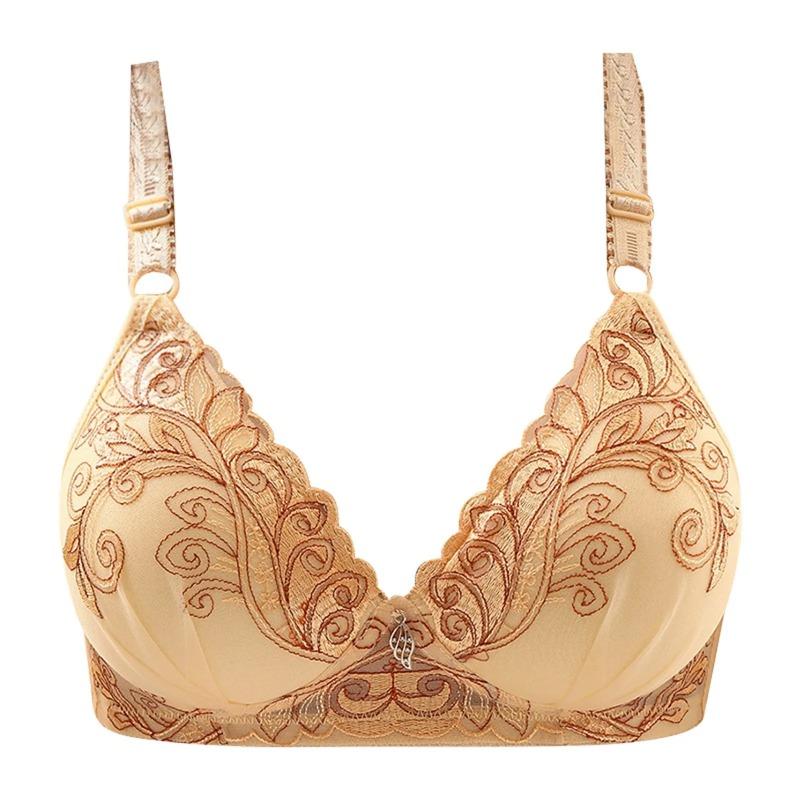 Women's Beautifully Embroidered Floral Bra Push Up Pair Breast Support Comfort Bra Thin Brasieres Sexy