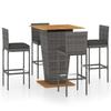 VidaXL Garden Bar Set 5 Pcs and Cushions Wicker Resin Grey