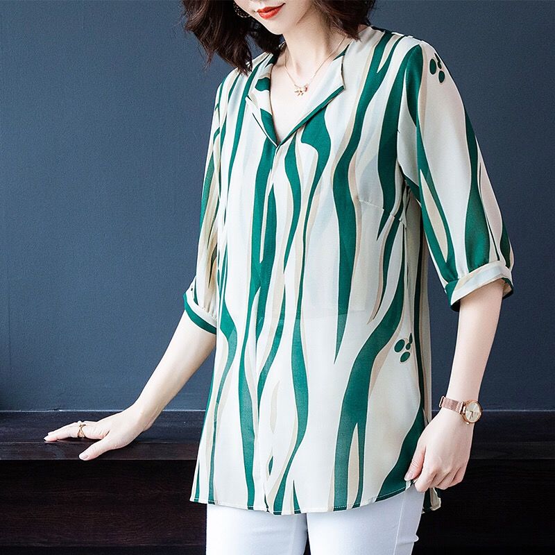 Summer Chiffon Shirt Large Women's Loose Top Summer Comfortable Casual Girls' Clothing