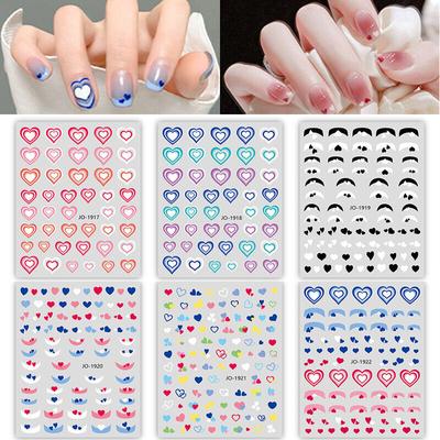 3D Gradient Blooming Love Nagelaufkleber Französische Spitze Herz Nagel Aufkleber Design DIY