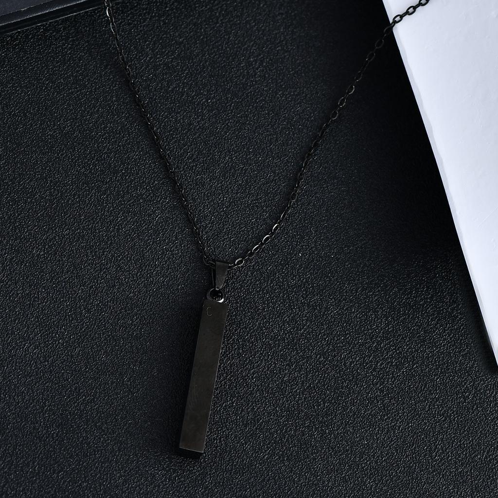 Europe and the United States supply lettering long titanium steel necklace trend rectangular geometric stainless steel pendant men