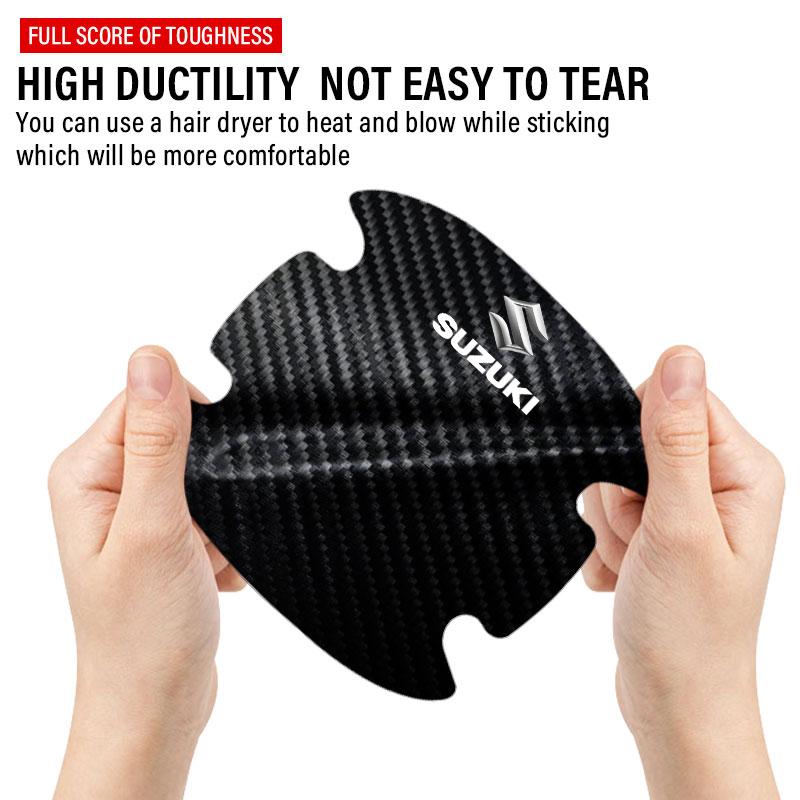 4 ks/sada Samolepka proti poškrábání kliky dveří auta Karbonové vlákno Pro Suzuki Jimny GW250 Samurai Vitara Swift Baleno SX4 Ignis Alto Splash Swace