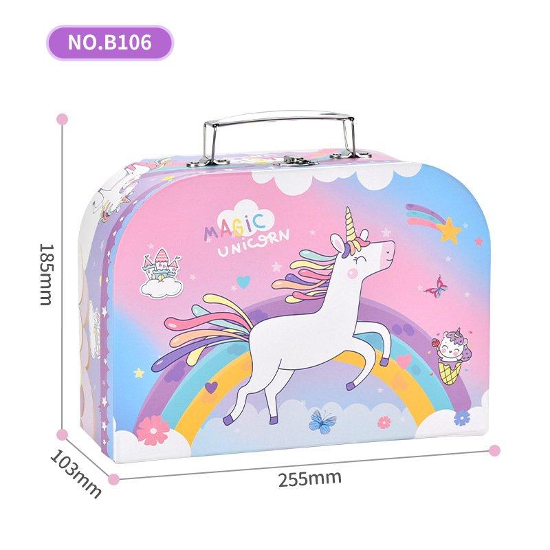 Set Théière en Étain pour Filles - Jeu d'Imitation Dessert Goûter Boîte Cadeau Portative avec Gâteau, Café et Pâtisseries