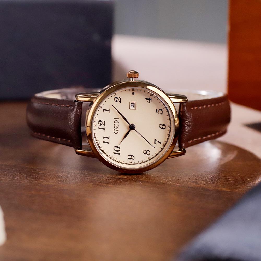 Simple Women'S Watch Retro Premium Round Belt Watch Student Quartz Watch