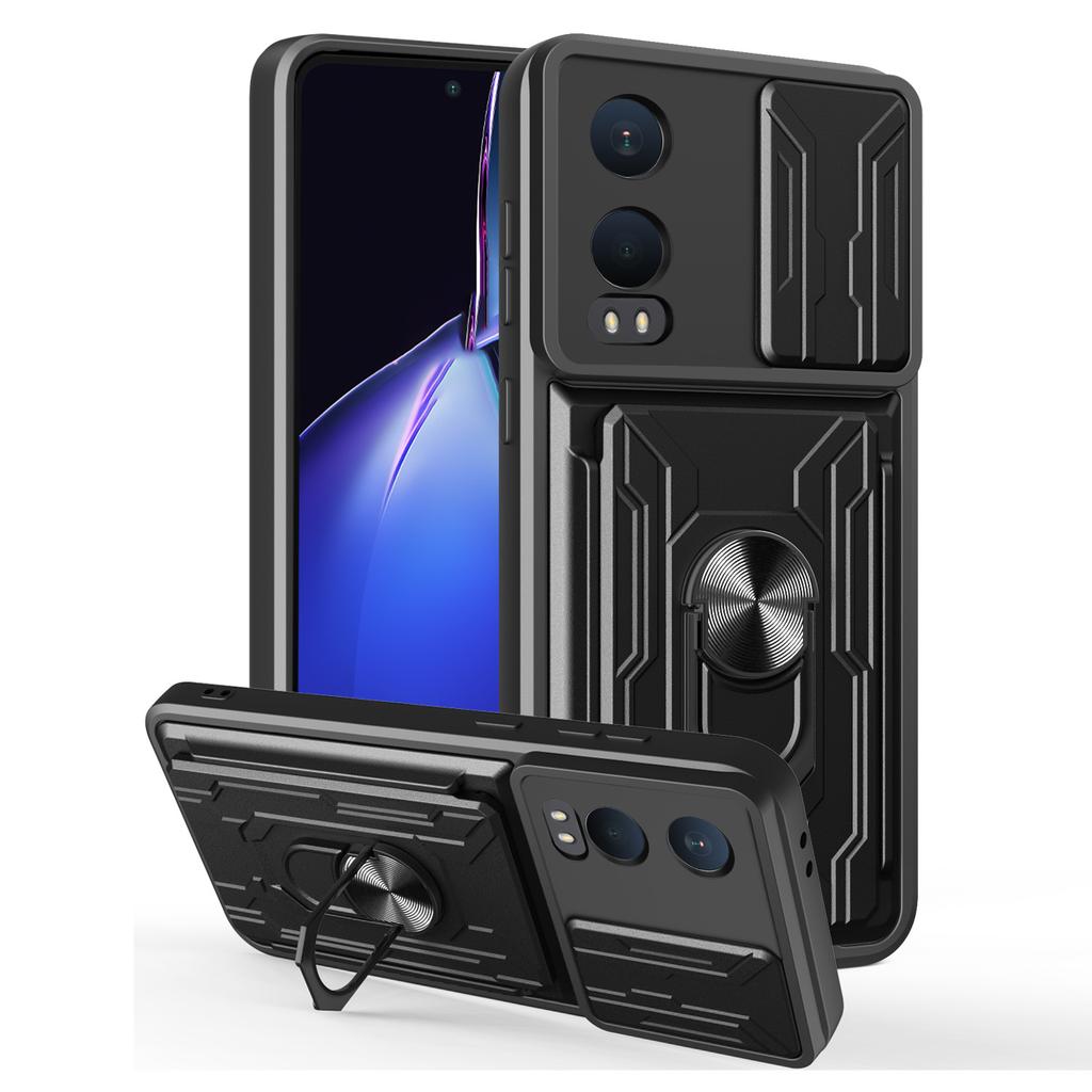 For OnePlus Nord CE4 Lite 5G Case PC+TPU Kickstand Phone Back Cover with Camera Slider