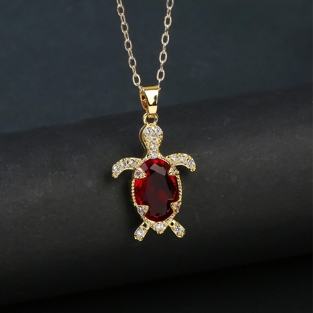 Light Luxury Crystal Zirconia Sea Turtle Necklace Fashion Animal Pendant Choker Daily Jewelry Party Gifts For Women Girls