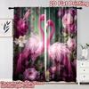 2D Flat Printing 2pcs Curtain Window Treatment Curtains Valentine Flamingos and Flowers Digital Printed Polyester Drapes Festive