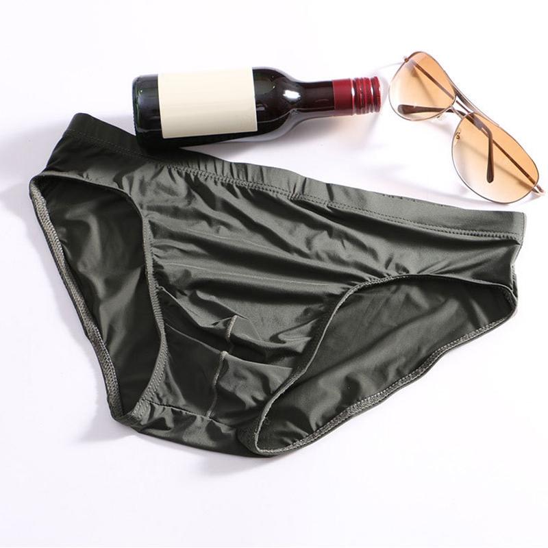 Ice Silk Underwear Low Waist Thongs Men Sexy Briefs Sexy Style Solid Color