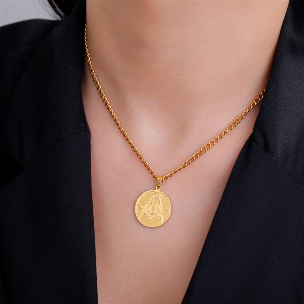 Vintage Freimaurer Anhänger Halskette für Männer Edelstahl Freimaurer Energie Halsketten Gotisches Religiöses Amulett Schmuck Geschenk