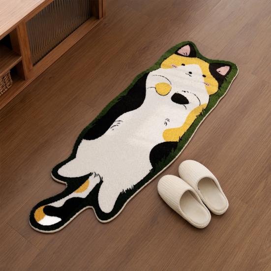 Cute Cat Bath Rug, Irregular Animal Shaped Floor Mat, Soft Absorbent Non Slip Area Carpet for Bath Tub, Shower, Bedroom, Living Room