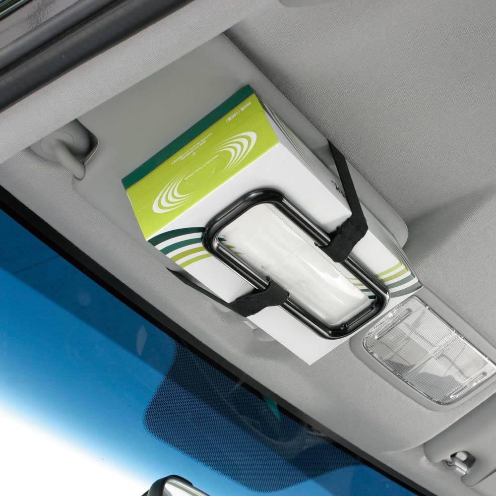 Napolex JK-61 Tissue Box Holder, Vehicle-Use, Black, Easy Sun Visor or Headrest Installation, Universal