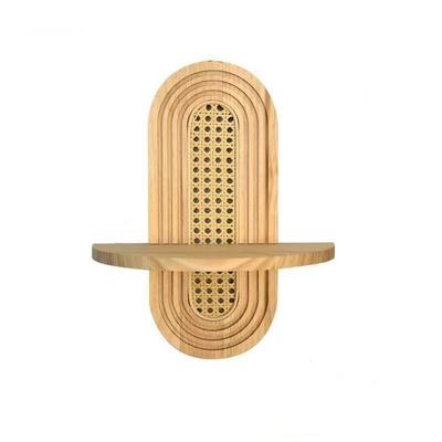 New Handmade Rattan Flower Shelf Boho Style Geometric Wall Mounted Shelves Decorative Floating Shelf Home Decor