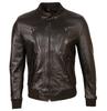 Men's Real Leather Bomber Jacket (E0DB) - Black
