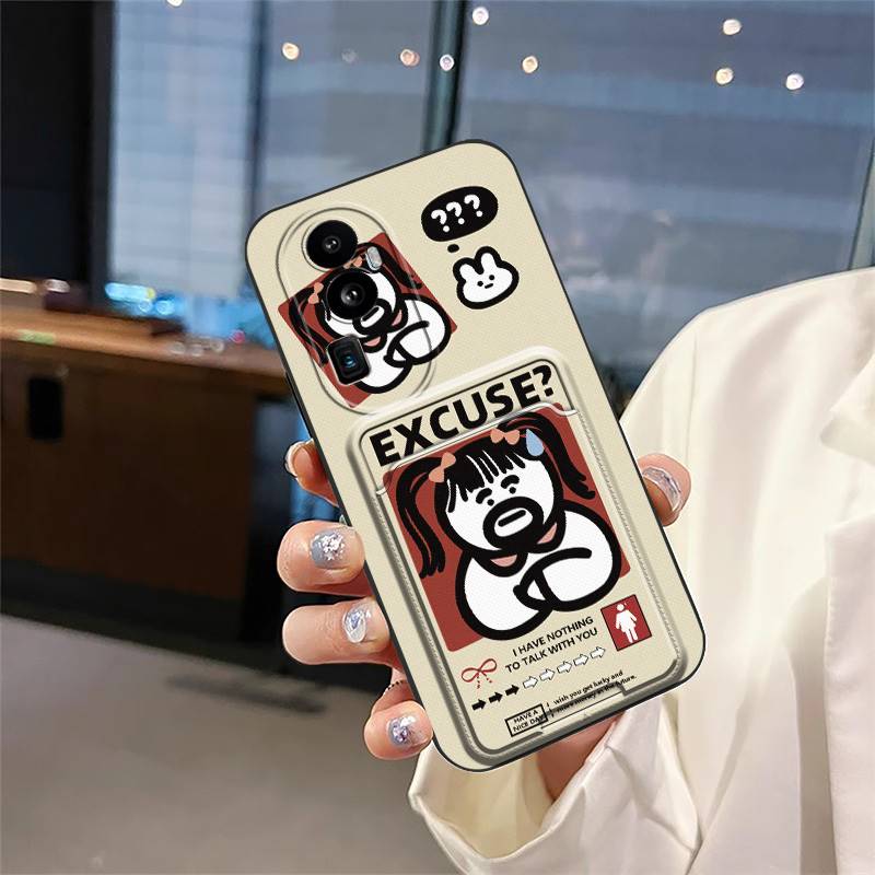 Soft Case Card Bag Phone Case For OPPO Reno10 Shockproof Waterproof TPU Protective Anti-dust Card Slot Cute Card Sleeve