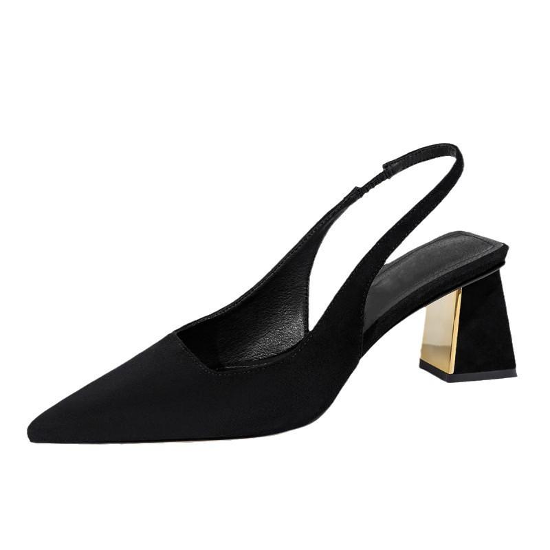 Black Sandals Women Summer New Fashion Women's Pointed Square Heel Sandals Pumps Women Shoes Office Dress Shoes Sexy High Shoes