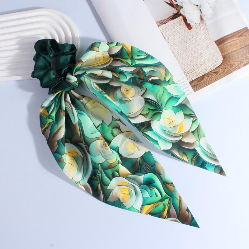 2024 Large Floral Scrunchie Ribbon Hair Accessories for Ponytails