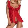 Sexy Clothes for Women Lingerie Lace See Through Nightdress Babydoll Porno Deep V Mesh Dress Panties Underwear Erotic Clothing