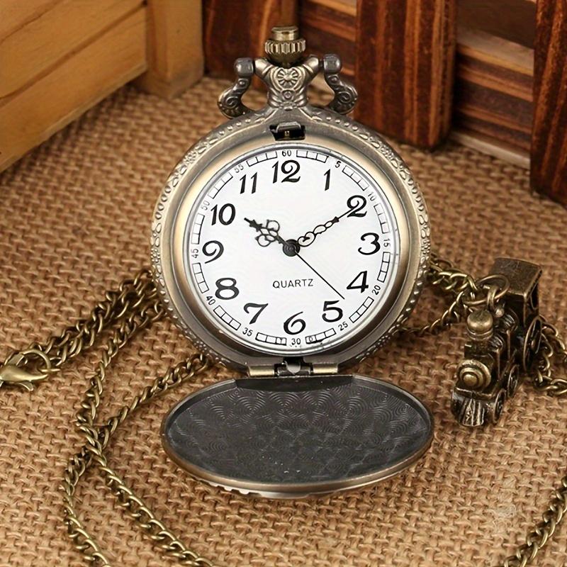Quartz Pocket Watch Train Locomotive Engine Necklace Pendant Chain Train Accessory Best Gift