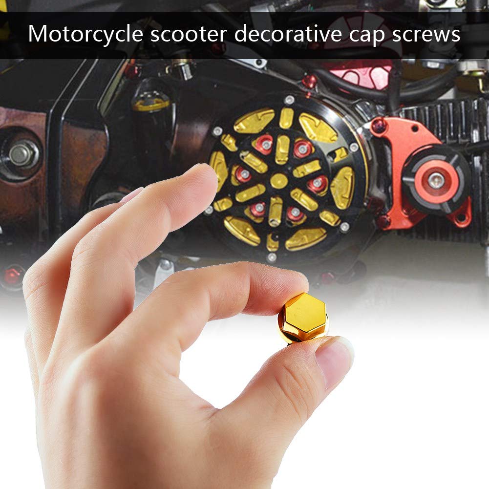 KIMISS 30PCS Motorcycle Screw Cap, Motorcycle Motorcycle Screw Nut Bolt Cap Cover Decoration Yamaha Kawasaki Honda (Gold)