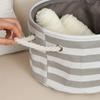 1pc-Foldable Striped Pet Toy Basket Dog Toy Storage Box with Woven Rope Handle Pet Storage Basket for Dog Toys and Accessories