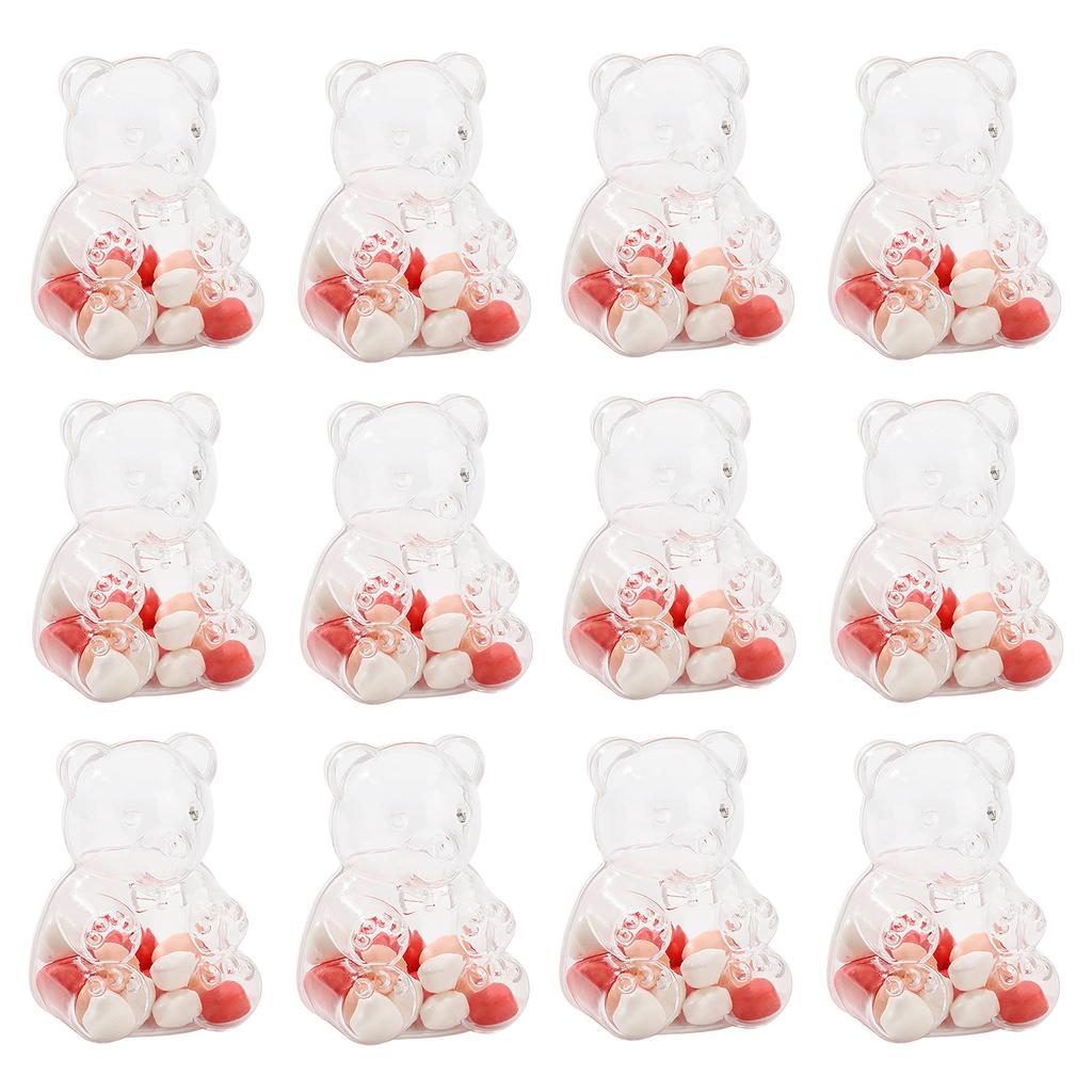 12Pcs Cute Bear Shaped Candy Boxes Small Fillable Bear Shape Containers for Valentines Day Weddings Birthday Party Favors
