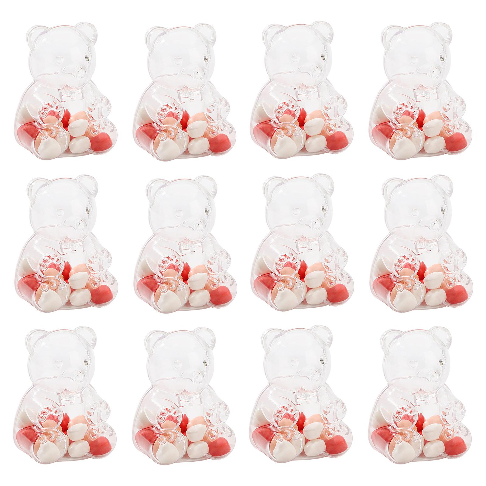 

12 Pack Clear Plastic Bear Container Cute Bear Shaped Candy Boxes for Valentines Day Weddings Birthday Party Favors 2.76x2.09x1.97inch белый