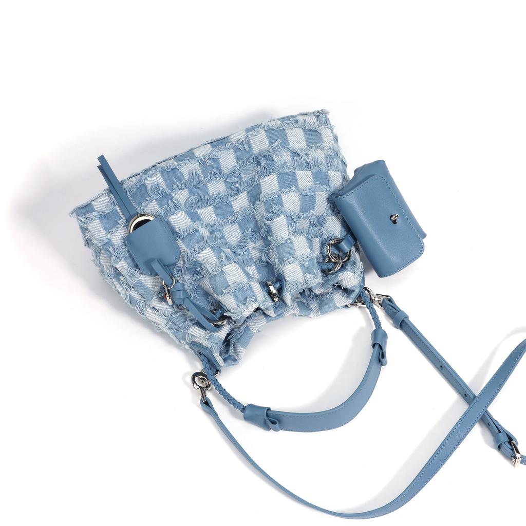 Neue Denim-Serie Umhängetasche Leder Denim Damen Tasche Messenger Bag Damen Multifunktionale Kleine Tasche